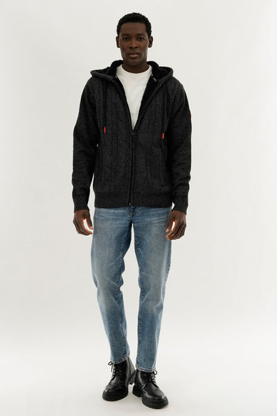 Canada Weather Gear Cable Knit Zip Up Hoodie - Grey - Mens Hoodies & Sweatshirts - Canada Weather Gear