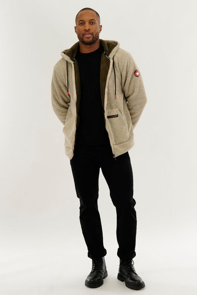Canada Weather Gear Sherpa Lined Lightweight Jacket - Beige - Mens Lightweight Jackets - Canada Weather Gear