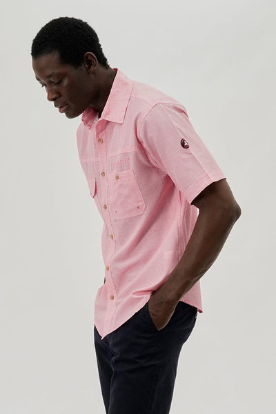 Canada Weather Gear Short Sleeve Button Up Casual Shirt - Pink - Mens Casual Shirts - International Clothiers