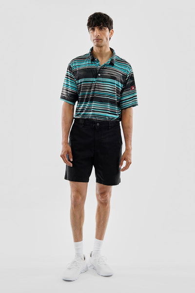 Canada Weather Gear Performance Striped Geometric Print Polo Shirt - Black - Mens Polo Shirts - Canada Weather Gear