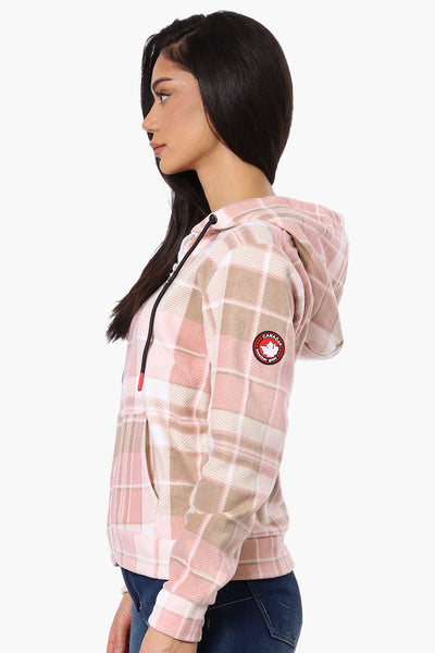 Canada Weather Gear Plaid Fleece Hoodie - Pink - Womens Hoodies & Sweatshirts - Canada Weather Gear