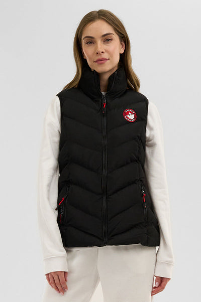 Canada Weather Gear Chevron Bubble Vest - Black - Womens Vests - Canada Weather Gear