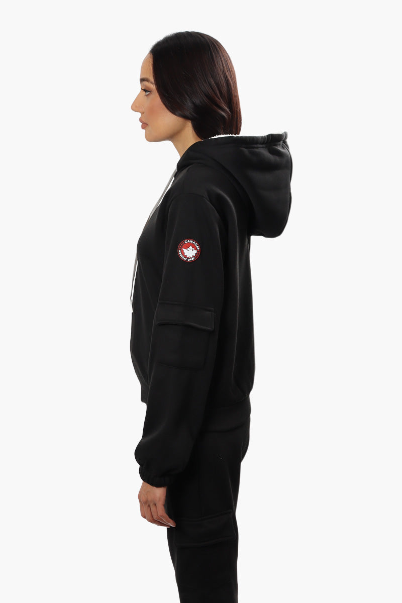 Canada Weather Gear Pocket Sleeve Sherpa Hoodie - Black - Womens Hoodies & Sweatshirts - Canada Weather Gear