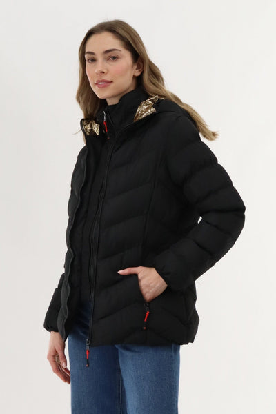 Canada Weather Gear Quilted Puffer Double Zip Bomber Jacket - Black - Womens Bomber Jackets - Canada Weather Gear