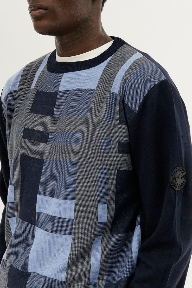 Canada Weather Gear Patterned Crewneck Pullover Sweater - Navy - Mens Pullover Sweaters - Canada Weather Gear