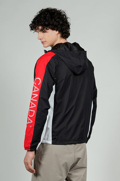 Canada Weather Gear Hooded Sleeve Print Logo Lightweight Jacket - Black