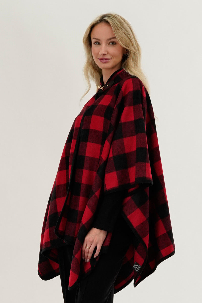 Canada Weather Gear Plaid Poncho - Red - Womens Ponchos - Canada Weather Gear