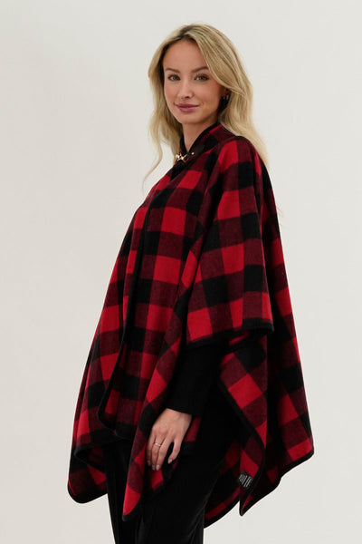 Canada Weather Gear Plaid Poncho - Red - Womens Ponchos - Canada Weather Gear