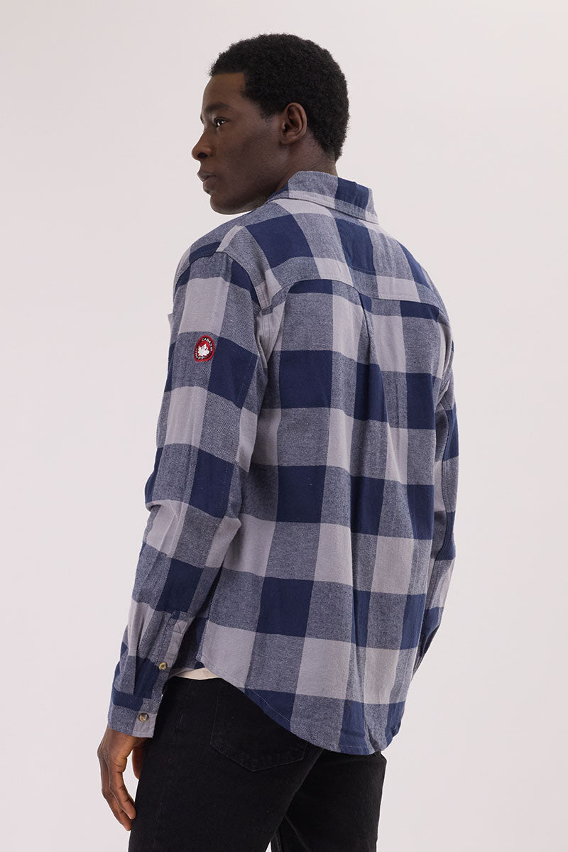 Canada Weather Gear Flannel Button Up Casual Shirt - Navy