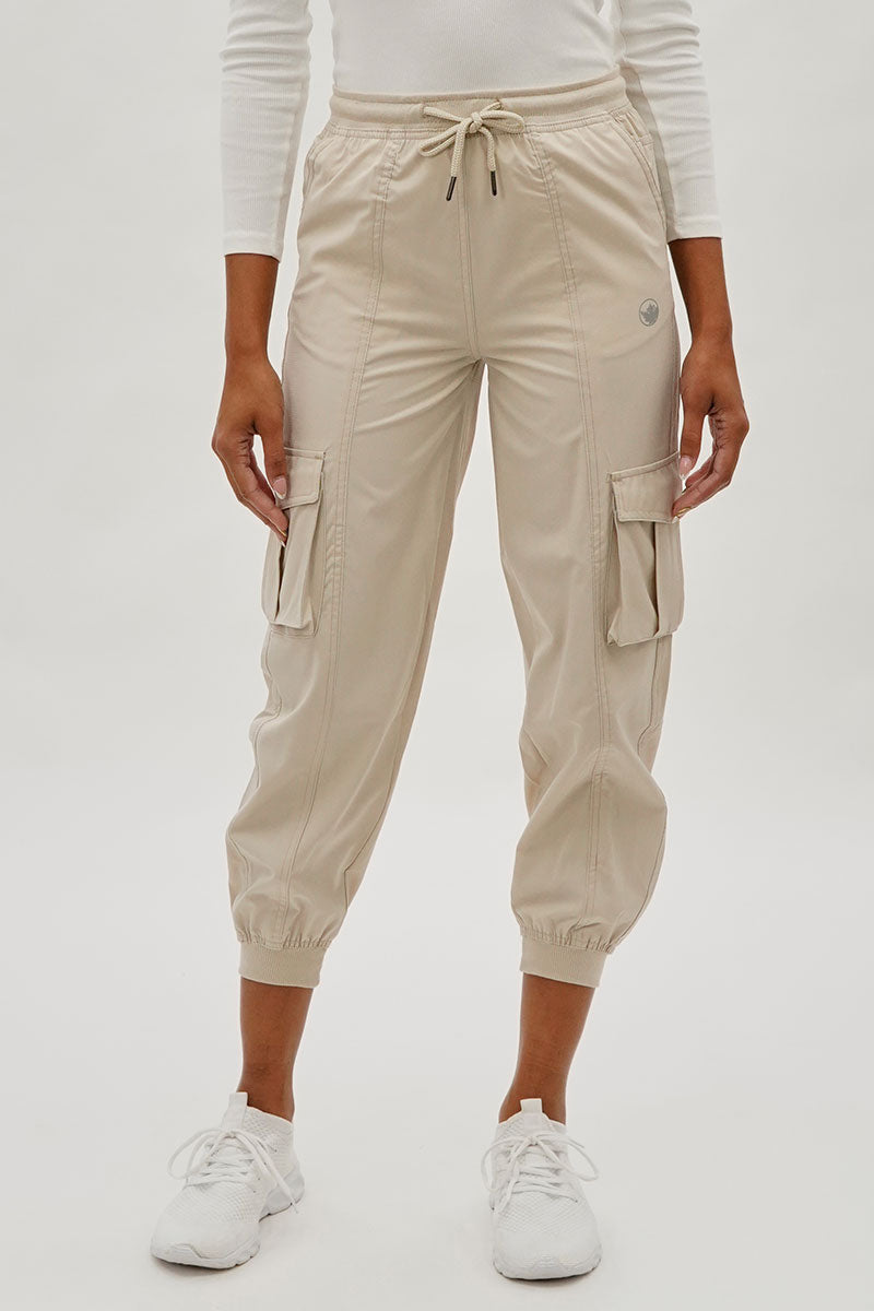 Canada Weather Gear Tie Waist Cargo Joggers - Beige - Womens Joggers & Sweatpants - Canada Weather Gear