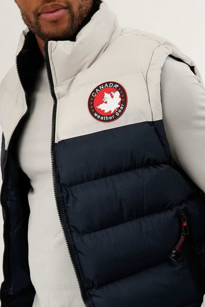 Canada Weather Gear Colour Block Puffer Vest - Navy - Mens Vests - Canada Weather Gear