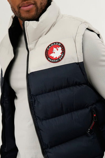 Canada Weather Gear Colour Block Puffer Vest - Navy - Mens Vests - Canada Weather Gear