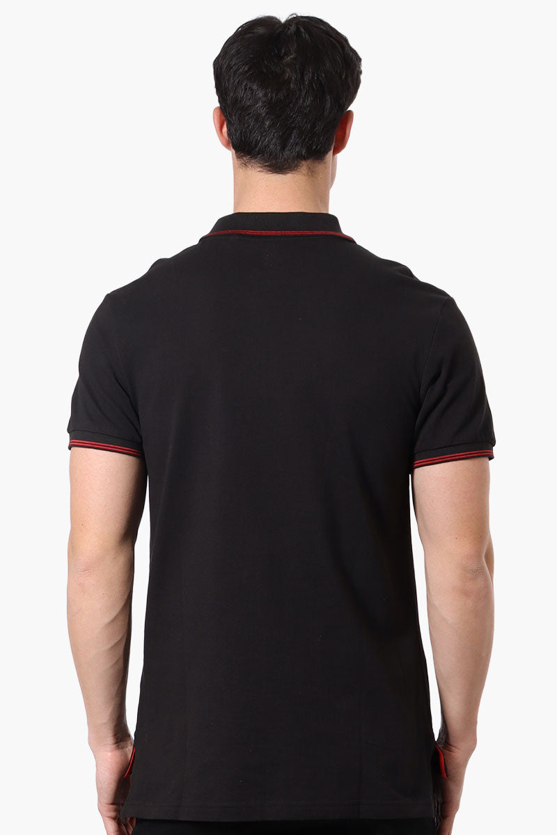 Canada Weather Gear Knit Striped Detail Polo Shirt - Black