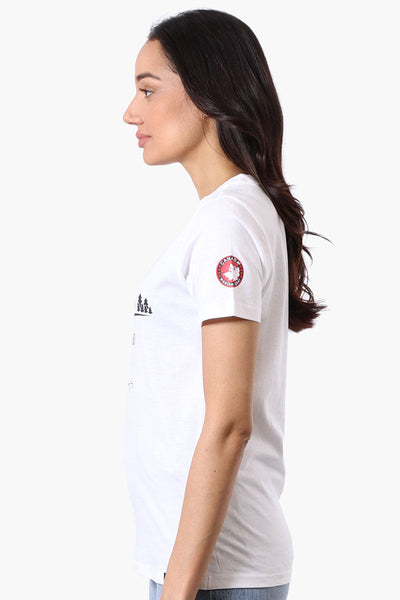 Canada Weather Gear Adventure Awaits Print Tee - White - Womens Tees & Tank Tops - Canada Weather Gear