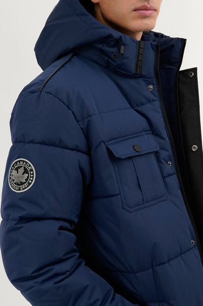 Canada Weather Gear Quilted Puffer Parka Jacket - Navy - Mens Parka Jackets - Canada Weather Gear