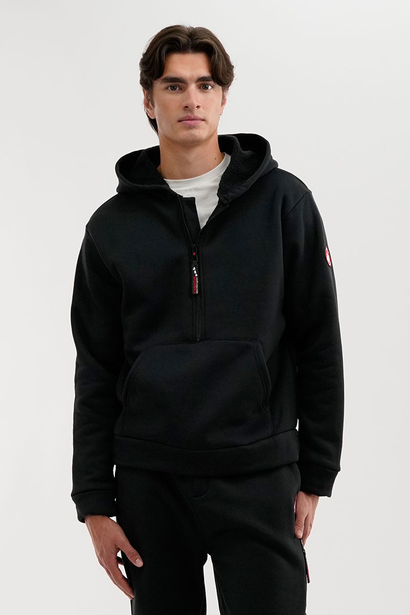 Canada Weather Gear Fleece Half Zip Hoodie - Black