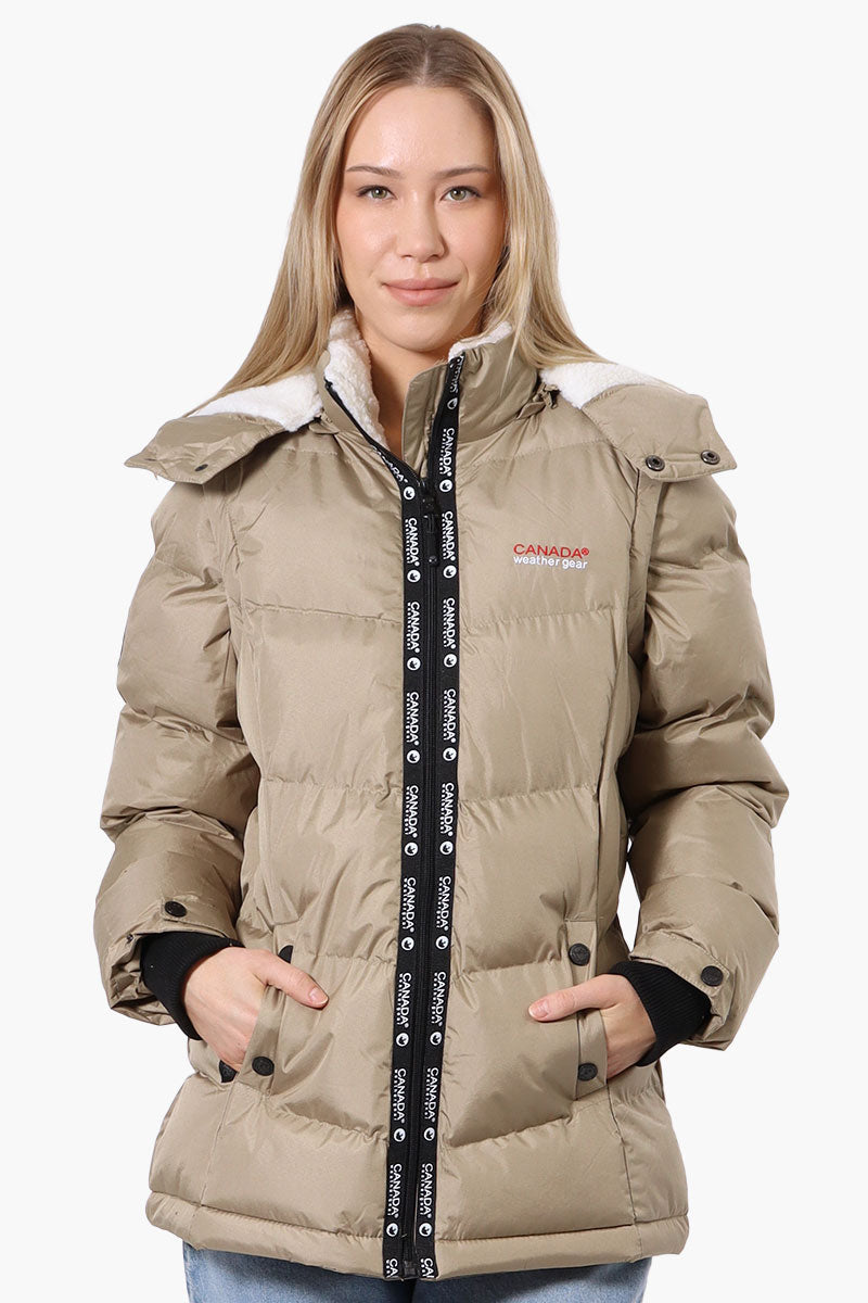 Canada Weather Gear Zip Off Sleeve Bomber Jacket - Taupe - Womens Bomber Jackets - Canada Weather Gear