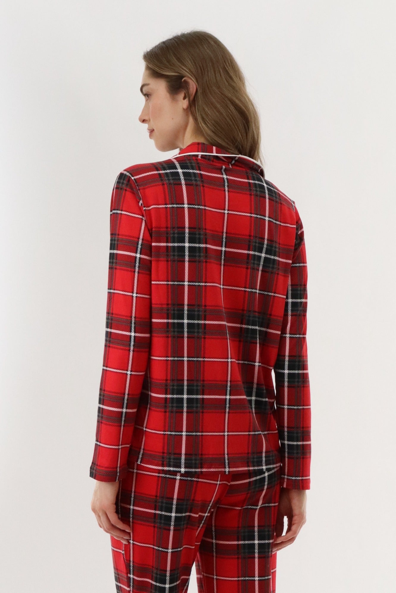 Canada Weather Gear Long Sleeve Button Up Pajama Top - Red - Womens Pajamas - Canada Weather Gear