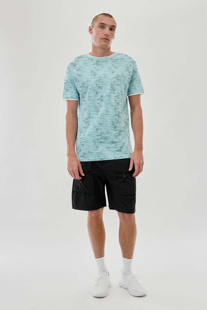 Canada Weather Gear Vintage Patterned Crewneck Tee - Aqua - Mens Tees & Tank Tops - Canada Weather Gear