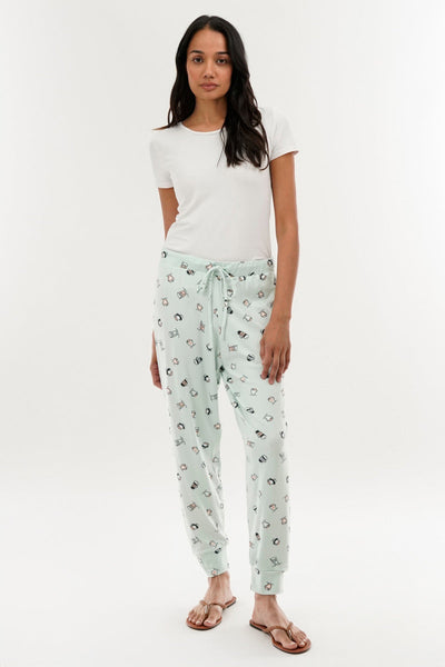 Canada Weather Gear Coffee Print Tie Waist Pajama Pants - Mint - Womens Pajamas - Canada Weather Gear