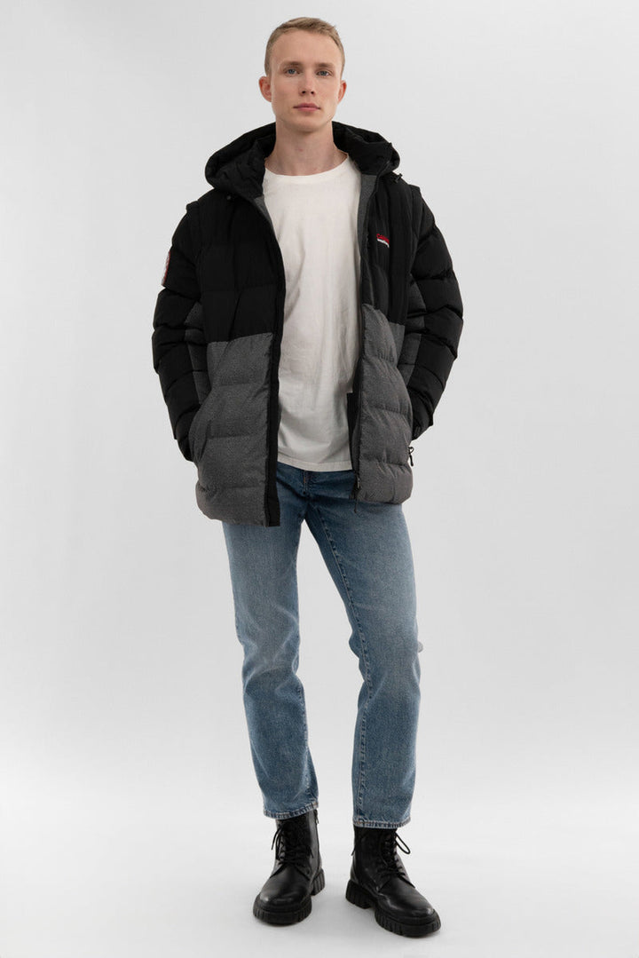 Canada Weather Gear Colour Block Zip Off Sleeve Bomber Jacket - Black