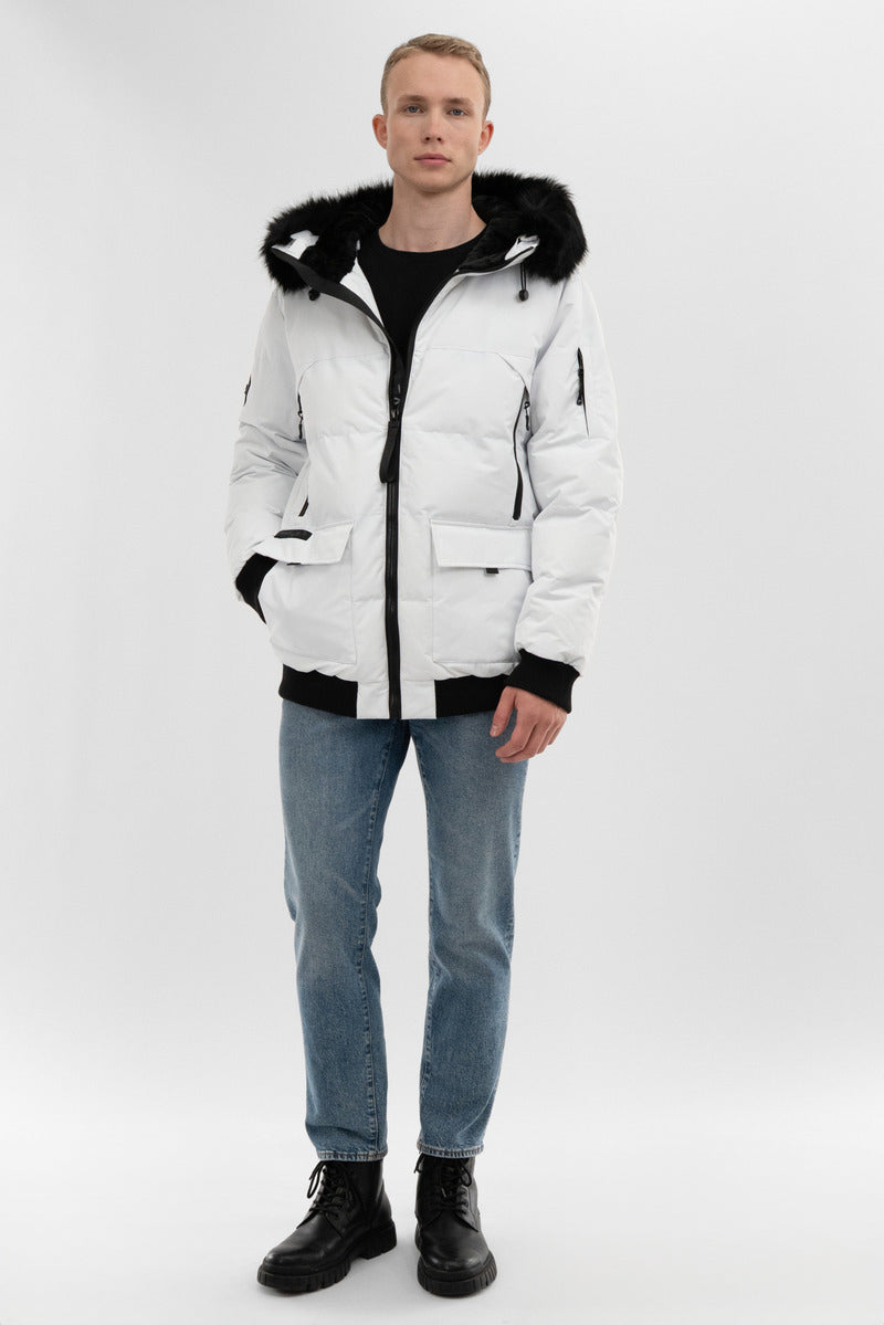 Canada Weather Gear Faux Fur Trim Bomber Jacket White