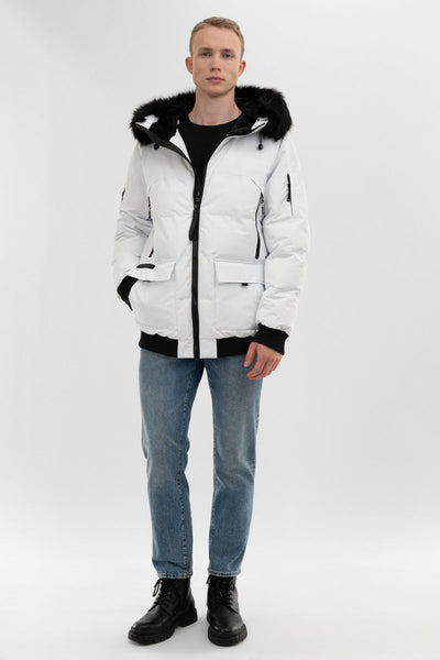 Canada Weather Gear Faux Fur Trim Bomber Jacket - White