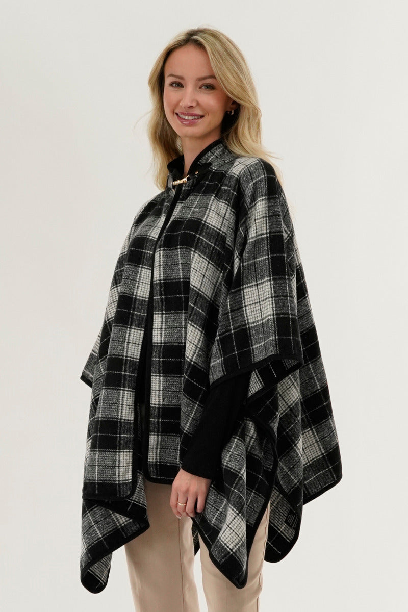 Canada Weather Gear Tartan Plaid Poncho - Black - Womens Ponchos - Canada Weather Gear