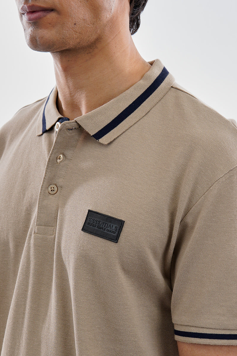 Essentials Super Triple Goose Basic Stripe Polo Shirt - Camel - Mens Polo Shirts - Canada Weather Gear