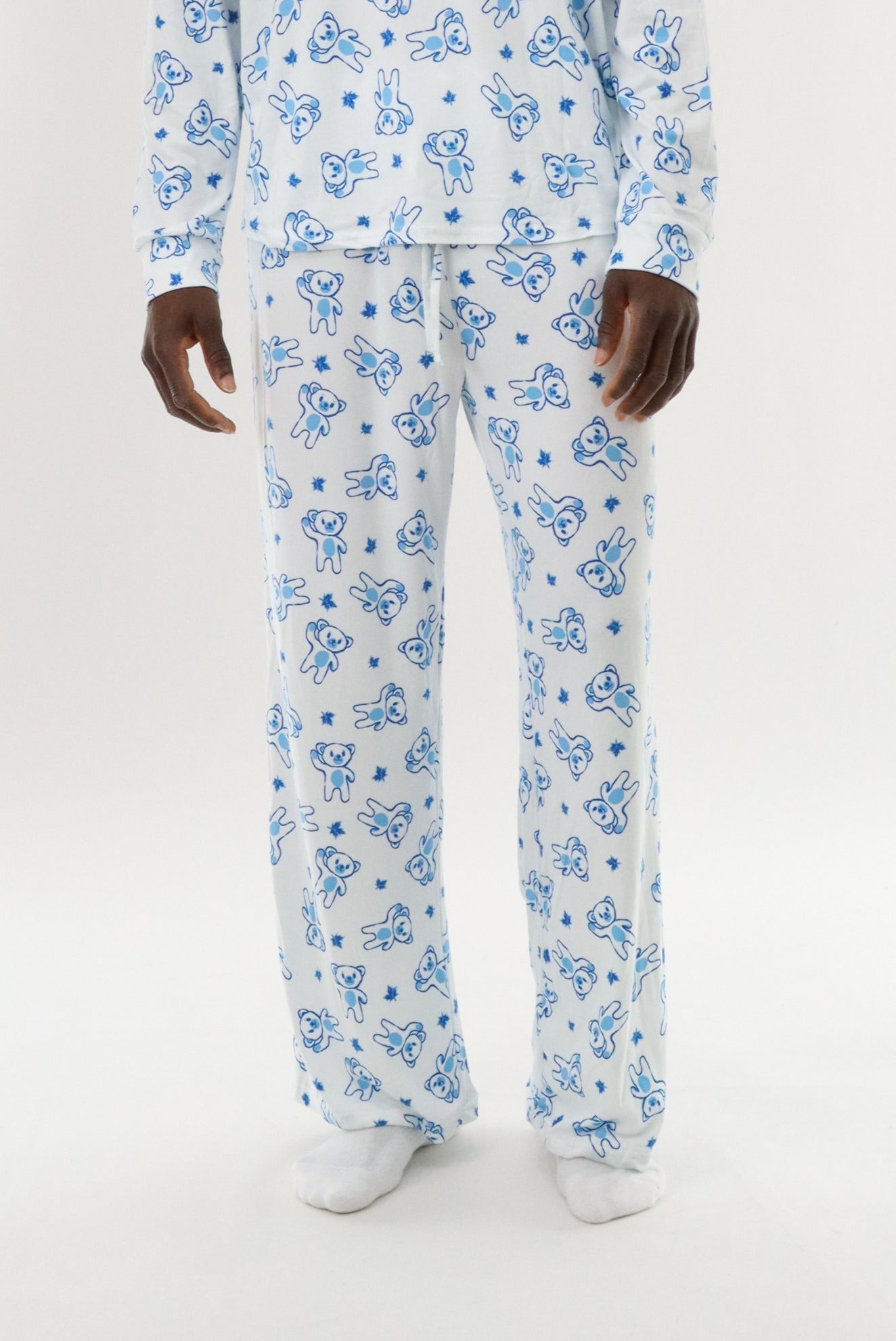 Canada Weather Gear Long Teddy Bear Pajama Pants - White - Mens Pajamas - Canada Weather Gear