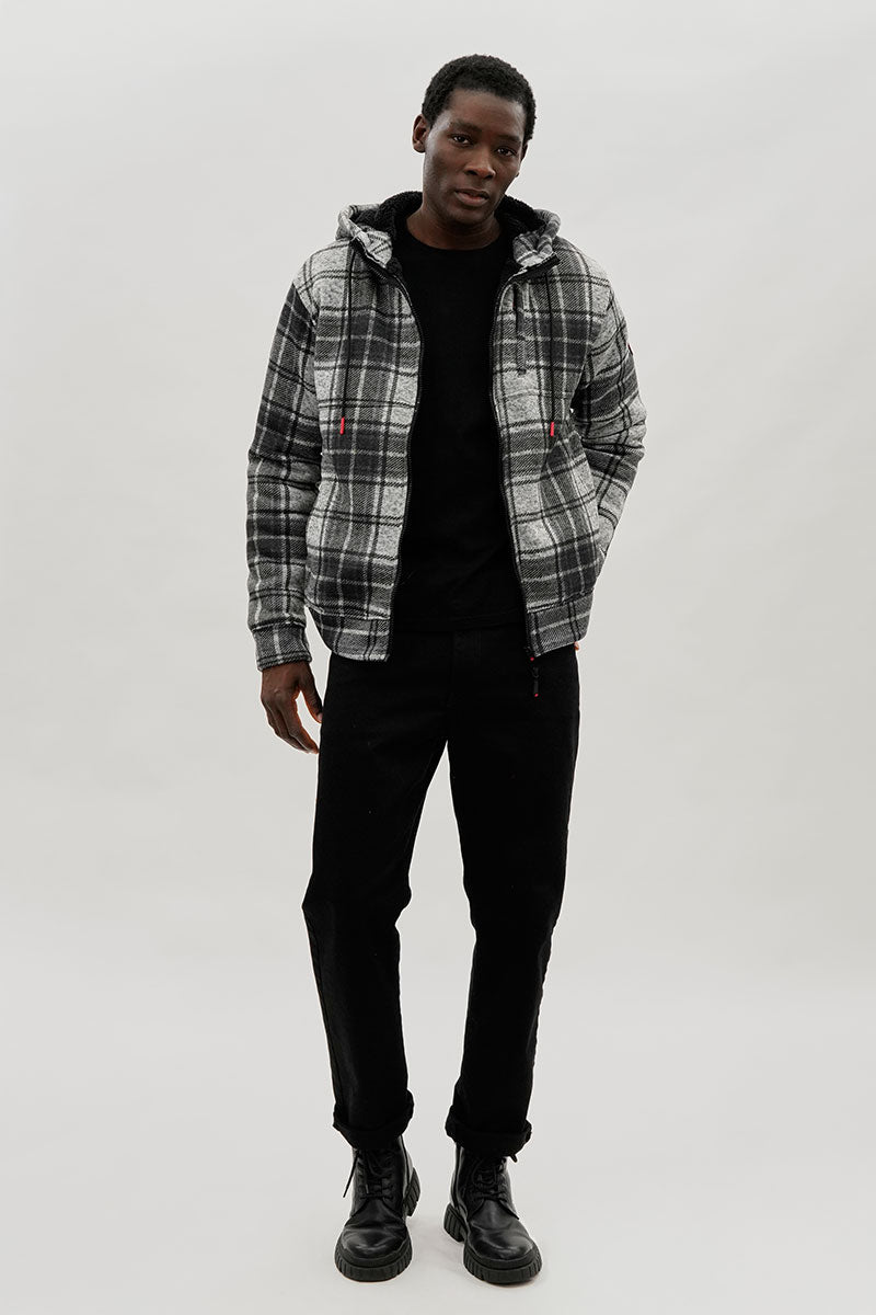 Canada Weather Gear Hooded Sherpa Lined Lightweight Jacket - Grey