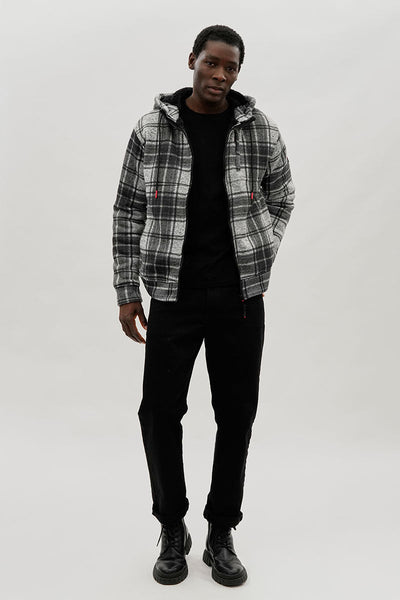 Canada Weather Gear Hooded Sherpa Lined Lightweight Jacket - Grey