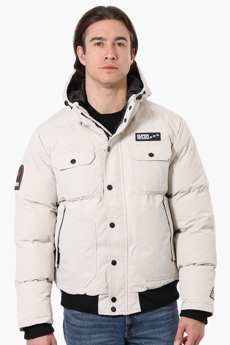 Super Triple Goose 4 Pocket Bomber Jacket - Stone - Mens Bomber Jackets - Canada Weather Gear