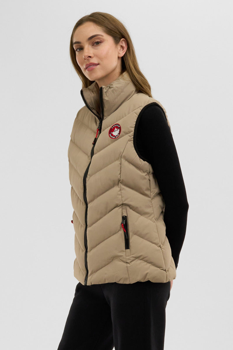 Canada Weather Gear Chevron Bubble Vest - Beige - Womens Vests - Canada Weather Gear