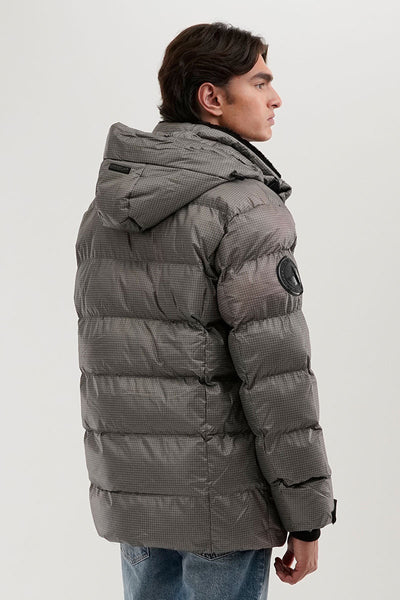 Canada Weather Gear Grid Pattern Puffer Parka Jacket - Grey