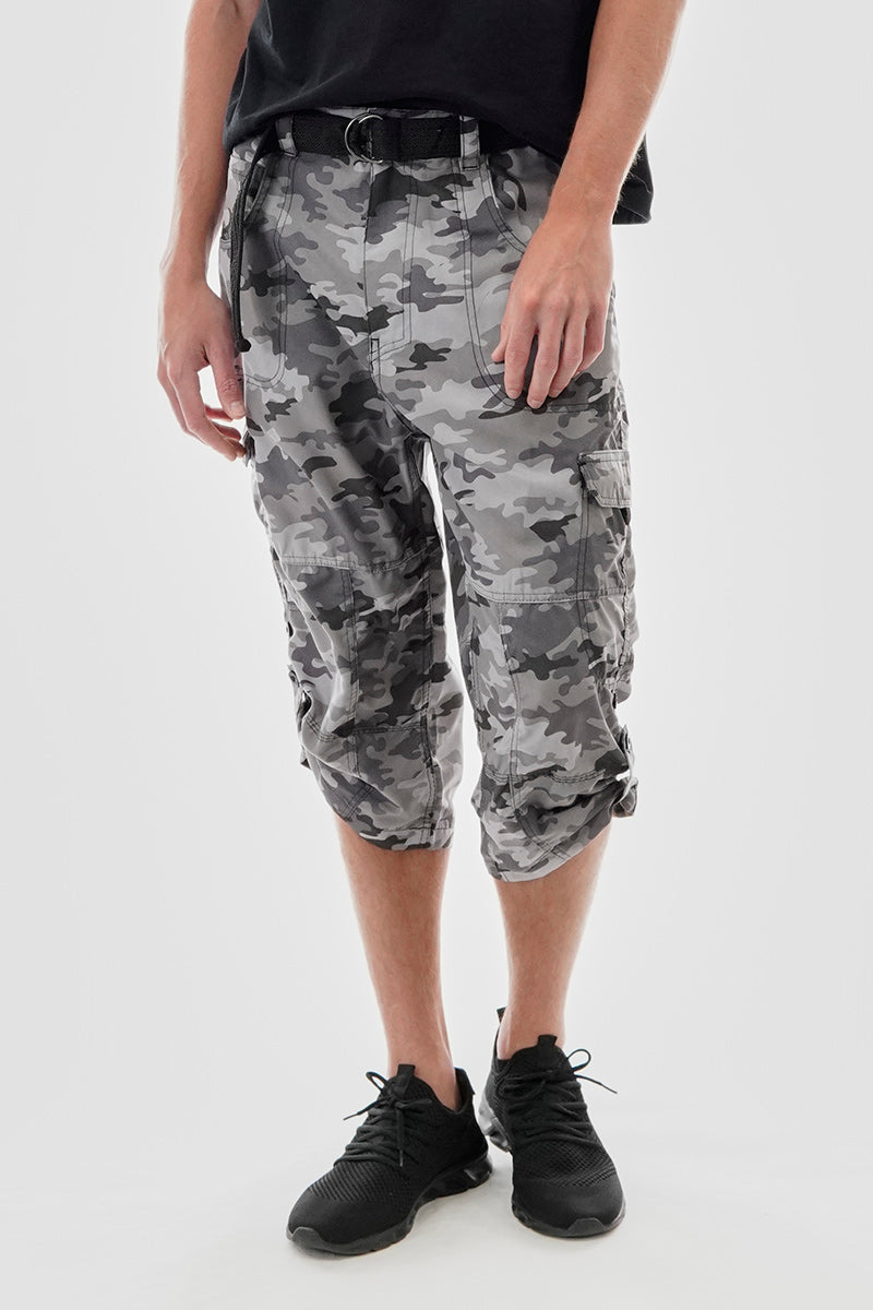 Canada Weather Gear Belted Camo Print Cargo Shorts - Grey - Mens Shorts & Capris - Canada Weather Gear