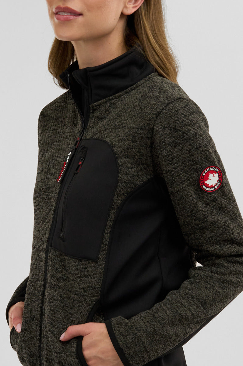 Canada Weather Gear Fleece Zip Up Lightweight Jacket - Olive - Womens Lightweight Jackets - Canada Weather Gear