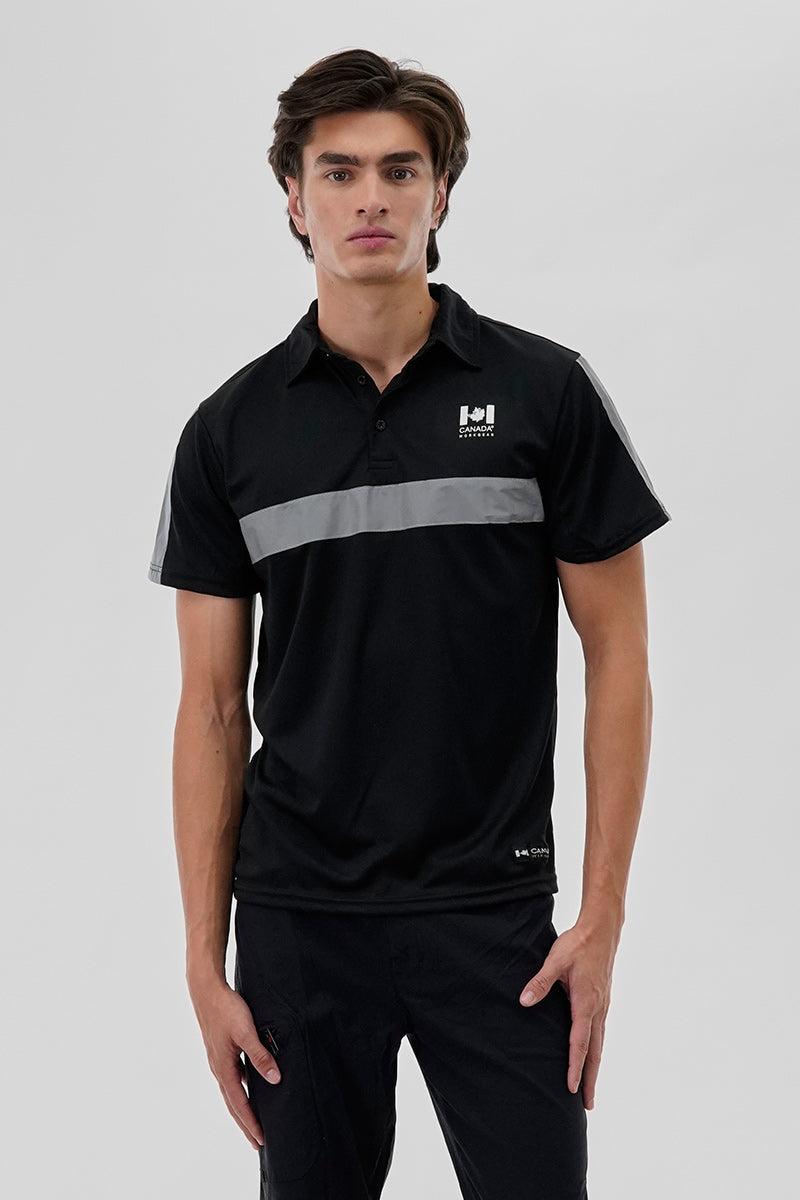 Canada Work Gear Hi-Vis Short Sleeve Polo Shirt - Black - Mens Polo Shirts - Canada Weather Gear