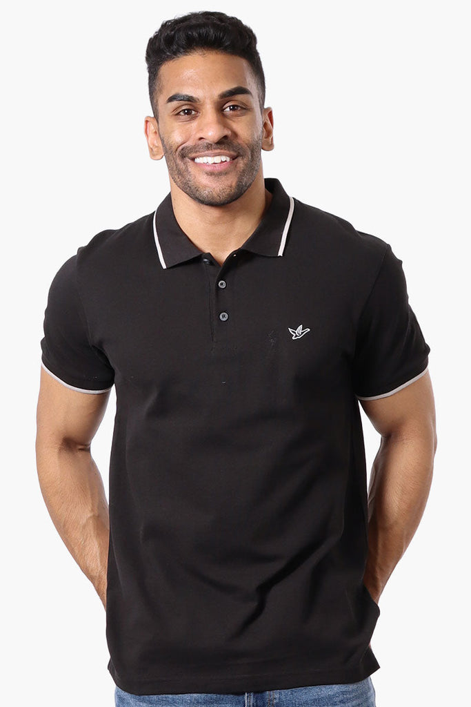 Solid Short Sleeve Polo Shirt - Black