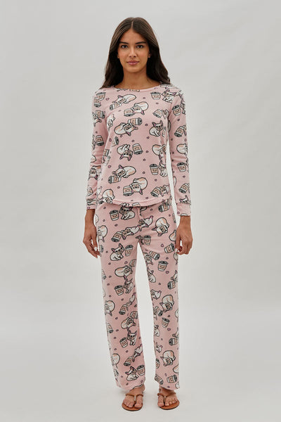 Canada Weather Gear Pug Print Crewneck Pajama Top - Pink - Womens Pajamas - Fairweather