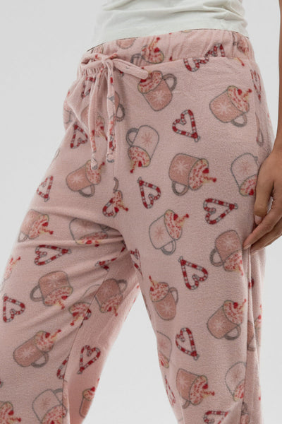 Canada Weather Gear Festive Print Wide Leg Pajama Pants - Pink - Womens Pajamas - Canada Weather Gear