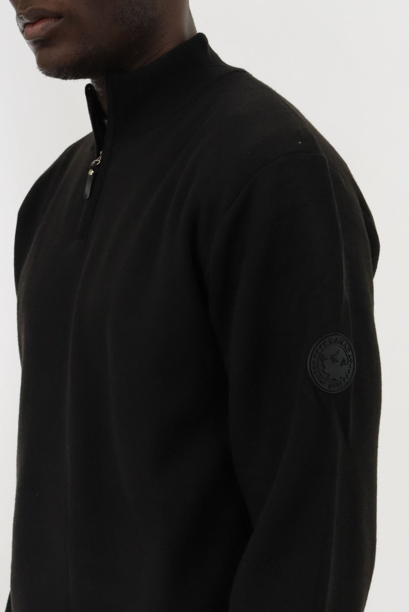Canada Weather Gear 1/4 Zip Pullover Sweater - Black - Mens Pullover Sweaters - Canada Weather Gear