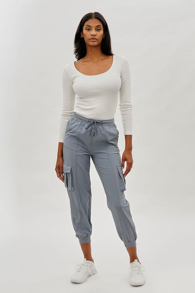 Canada Weather Gear Tie Waist Cargo Joggers - Grey - Womens Joggers & Sweatpants - Canada Weather Gear