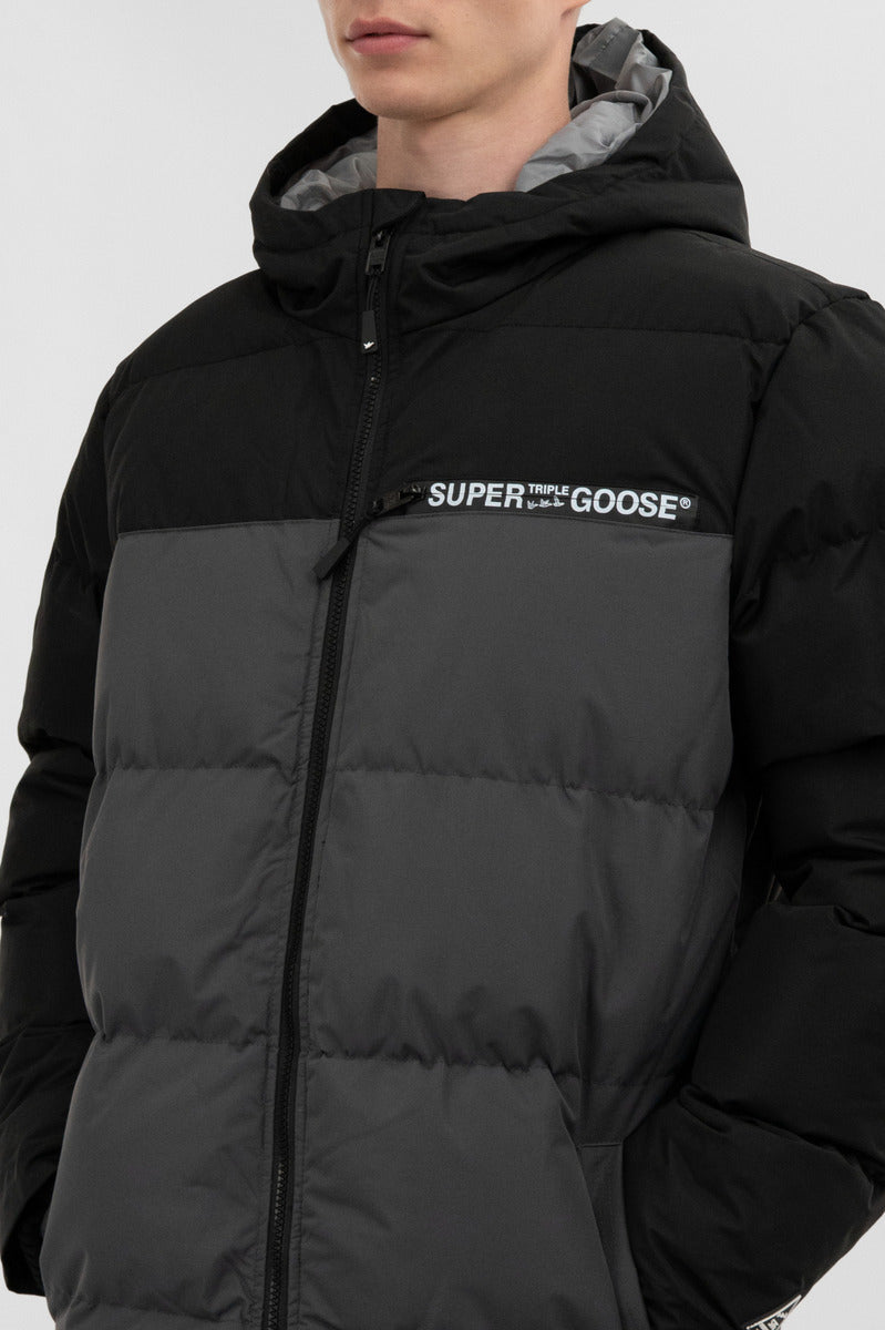 Super Triple Goose Colour Block Bomber Jacket - Grey