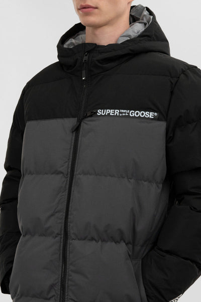 Super Triple Goose Colour Block Bomber Jacket - Grey