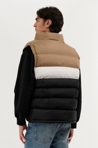 Canada Weather Gear Colour Block Puffer Vest - Beige - Mens Vests - Canada Weather Gear