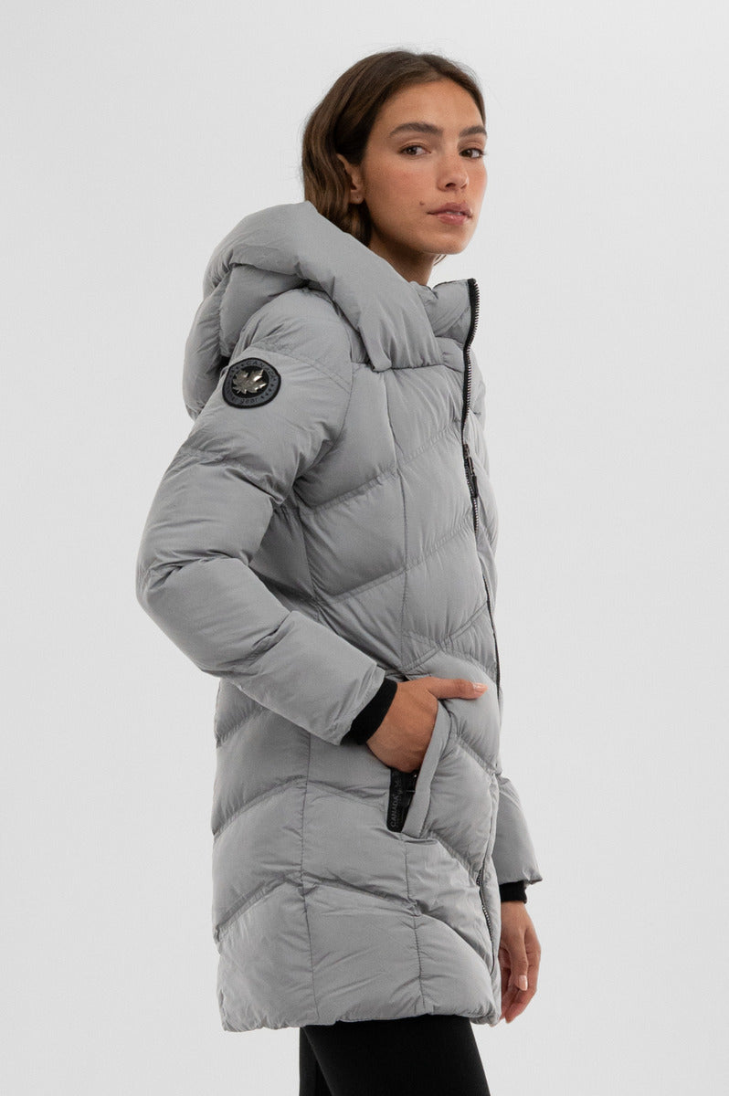 Canada Weather Gear Chevron Quilted Parka Jacket - Grey