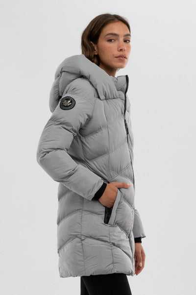 Canada Weather Gear Chevron Quilted Parka Jacket - Grey
