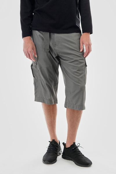 Essentials Super Triple Goose Belted Striped Cargo Shorts - Grey - Mens Shorts & Capris - Canada Weather Gear
