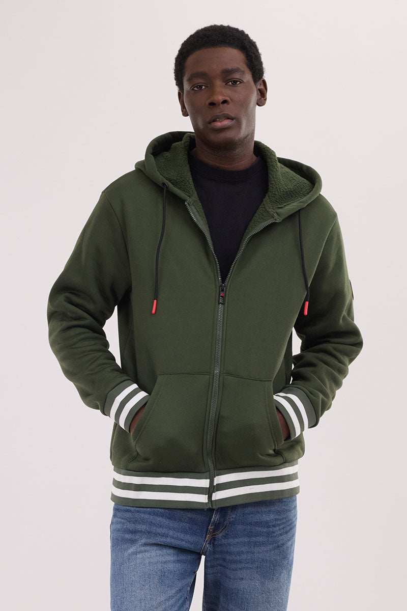 Canada Weather Gear Fleece Lined Zip Up Hoodie - Olive